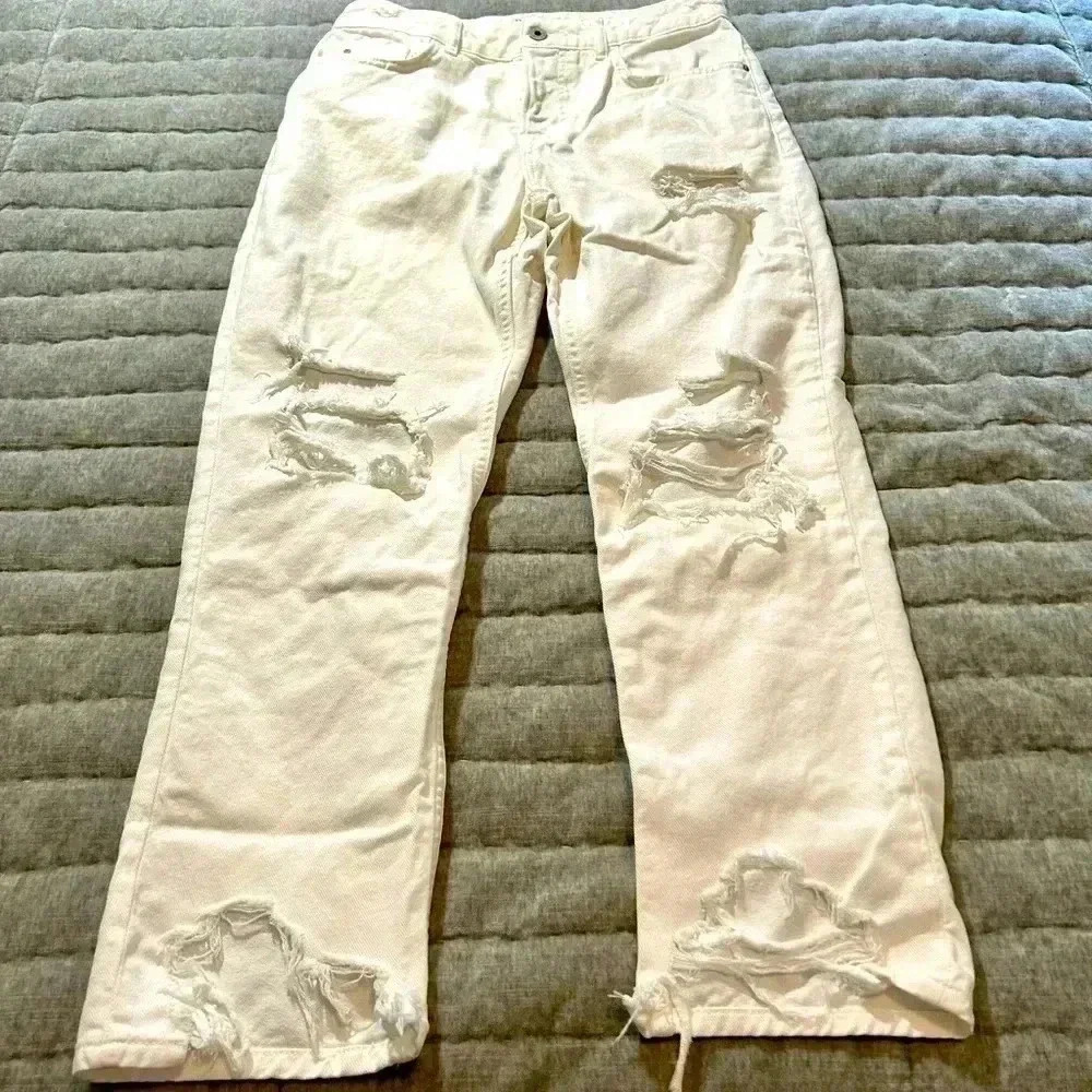 3 for 30$ Zara 100% cotton, bright white destructed denim